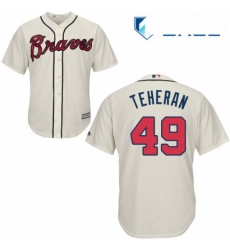 Youth Majestic Atlanta Braves 49 Julio Teheran Replica Cream Alternate 2 Cool Base MLB Jersey