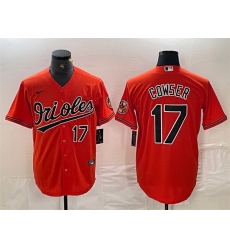 Men Baltimore Orioles 17 Colton Cowser Orange Cool Base Stitched Jersey