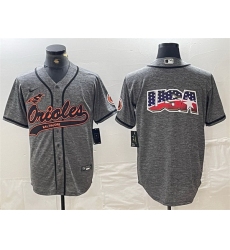 Men Baltimore Orioles Gray Team Big Logo Cool Base Stitched Jersey 3