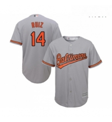 Mens Baltimore Orioles 14 Rio Ruiz Replica Grey Road Cool Base Baseball Jersey 