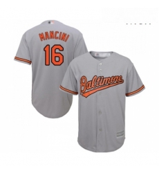 Mens Baltimore Orioles 16 Trey Mancini Replica Grey Road Cool Base Baseball Jersey 