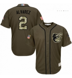 Mens Majestic Baltimore Orioles 2 Pedro Alvarez Authentic Green Salute to Service MLB Jersey 