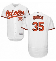 Mens Majestic Baltimore Orioles 35 Brad Brach White Home Flex Base Authentic Collection MLB Jersey