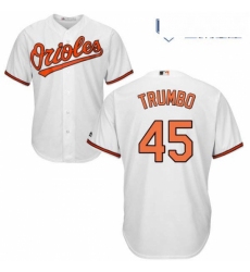 Mens Majestic Baltimore Orioles 45 Mark Trumbo Replica White Home Cool Base MLB Jersey