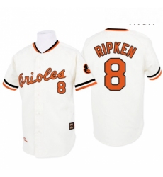 Mens Mitchell and Ness 1970 Baltimore Orioles 8 Cal Ripken Replica White Throwback MLB Jersey