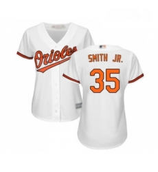 Womens Baltimore Orioles 35 Dwight Smith Jr Replica White Home Cool Base Baseball Jersey 