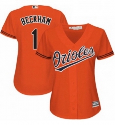 Womens Majestic Baltimore Orioles 1 Tim Beckham Replica Orange Alternate Cool Base MLB Jersey 