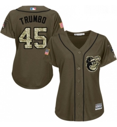 Womens Majestic Baltimore Orioles 45 Mark Trumbo Authentic Green Salute to Service MLB Jersey