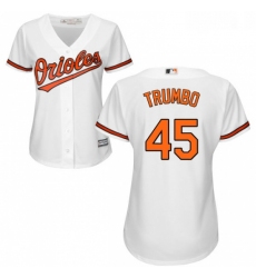 Womens Majestic Baltimore Orioles 45 Mark Trumbo Replica White Home Cool Base MLB Jersey