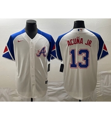 MLB Braves 13 Ronald Acuna White City Connect Cool Base Men Jersey 9