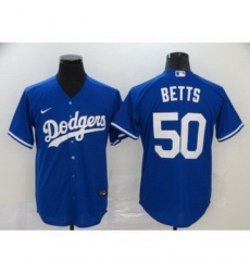 MLB Dodgers 50 Mookie Betts Blue 2020 Nike Cool Base Men Jersey