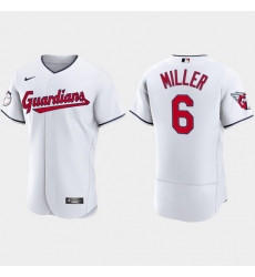 Men Cleveland Guardians 6 Owen Miller White Flex Base Stitched Jerse