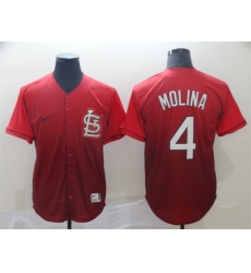 Men St  Louis Cardinals 4 Yadier Molina Red Fade Stitched Baseball Jersey