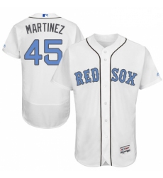 Mens Majestic Boston Red Sox 45 Pedro Martinez Authentic White 2016 Fathers Day Fashion Flex Base MLB Jersey