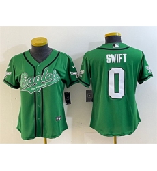 Women Philadelphia Eagles 0 D u2019andre Swift Green Cool Base Stitched Baseball Jersey 28Run Small 29