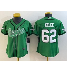 Women Philadelphia Eagles 62 Jason Kelce Green Cool Base Stitched Baseball Jersey 28Run Small 29