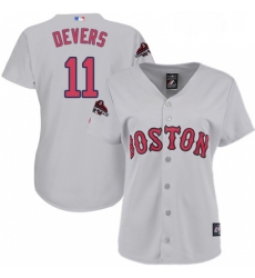 Womens Majestic Boston Red Sox 11 Rafael Devers Authentic Grey Road 2018 World Series Champions MLB Jersey 