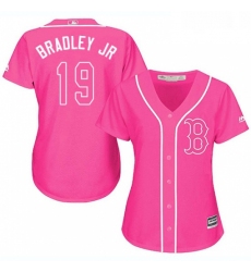 Womens Majestic Boston Red Sox 19 Jackie Bradley Jr Authentic Pink Fashion MLB Jersey 