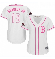 Womens Majestic Boston Red Sox 19 Jackie Bradley Jr Authentic White Fashion 2018 World Series Champions MLB Jersey 