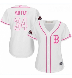 Womens Majestic Boston Red Sox 34 David Ortiz Authentic White Fashion 2018 World Series Champions MLB Jersey