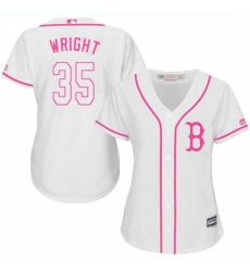 Womens Majestic Boston Red Sox 35 Steven Wright Authentic White Fashion MLB Jersey