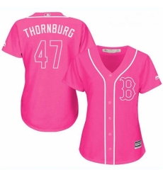 Womens Majestic Boston Red Sox 47 Tyler Thornburg Authentic Pink Fashion MLB Jersey