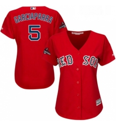 Womens Majestic Boston Red Sox 5 Nomar Garciaparra Authentic Red Alternate Home 2018 World Series Champions MLB Jersey