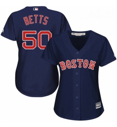 Womens Majestic Boston Red Sox 50 Mookie Betts Authentic Navy Blue Alternate Road MLB Jersey