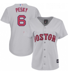 Womens Majestic Boston Red Sox 6 Johnny Pesky Replica Grey Road MLB Jersey