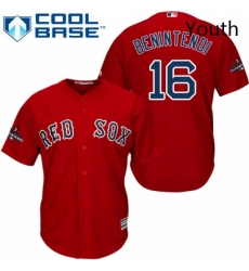 Youth Majestic Boston Red Sox 16 Andrew Benintendi Authentic Red Alternate Home Cool Base 2018 World Series Champions MLB Jersey