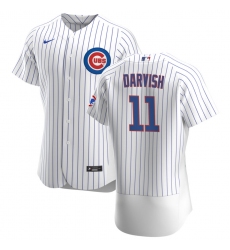 Men Chicago Cubs 11 Yu Darvish Men Nike White Home 2020 Flex Base Player Jersey