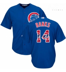 Mens Majestic Chicago Cubs 14 Ernie Banks Authentic Royal Blue Team Logo Fashion Cool Base MLB Jersey