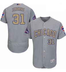 Mens Majestic Chicago Cubs 31 Fergie Jenkins Authentic Gray 2017 Gold Champion Flex Base MLB Jersey