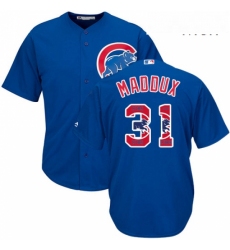 Mens Majestic Chicago Cubs 31 Greg Maddux Authentic Royal Blue Team Logo Fashion Cool Base MLB Jersey