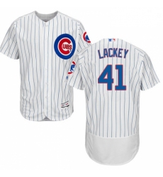 Mens Majestic Chicago Cubs 41 John Lackey White Home Flex Base Authentic Collection MLB Jersey