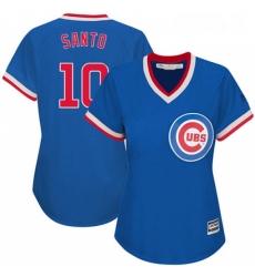 Womens Majestic Chicago Cubs 10 Ron Santo Replica Royal Blue Cooperstown MLB Jersey