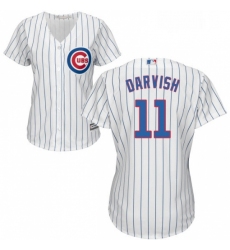 Womens Majestic Chicago Cubs 11 Yu Darvish Authentic White Home Cool Base MLB Jersey 