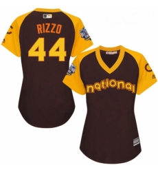 Womens Majestic Chicago Cubs 44 Anthony Rizzo Authentic Brown 2016 All Star National League BP Cool Base MLB Jersey