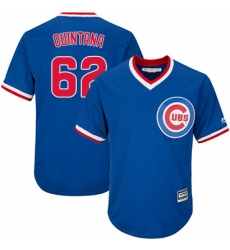 Youth Majestic Chicago Cubs 62 Jose Quintana Replica Royal Blue Cooperstown Cool Base MLB Jersey 