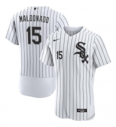 Men Chicago White Sox 15 Mart EDn Maldonado White Flex Base Stitched Baseball Jersey