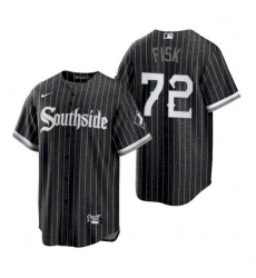 Men's Chicago White Sox Southside Carlton Fisk Black Replica Jersey