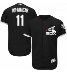 Mens Majestic Chicago White Sox 11 Luis Aparicio Authentic Black Alternate Home Cool Base MLB Jersey