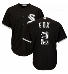 Mens Majestic Chicago White Sox 2 Nellie Fox Authentic Black Team Logo Fashion Cool Base MLB Jersey