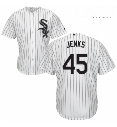 Mens Majestic Chicago White Sox 45 Bobby Jenks Replica White Home Cool Base MLB Jersey