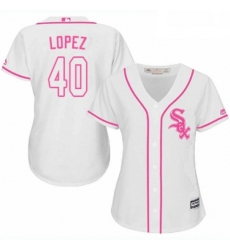 Womens Majestic Chicago White Sox 40 Reynaldo Lopez Replica White Fashion Cool Base MLB Jersey 