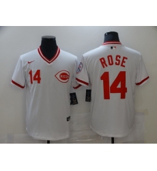 Men Nike Cincinnati Reds 14 Pete Rose White 1976 Throwback Jersey