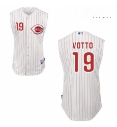 Mens Majestic Cincinnati Reds 19 Joey Votto Authentic White Vest Style MLB Jersey