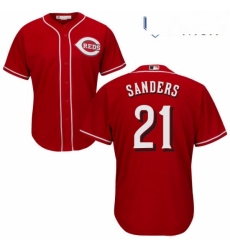 Mens Majestic Cincinnati Reds 21 Reggie Sanders Replica Red Alternate Cool Base MLB Jersey