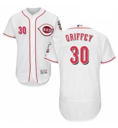 Mens Majestic Cincinnati Reds 30 Ken Griffey White Home Flex Base Authentic Collection MLB Jersey