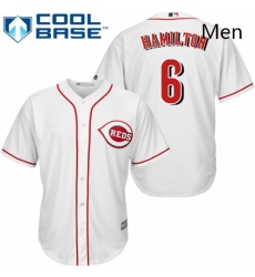 Mens Majestic Cincinnati Reds 6 Billy Hamilton Replica White Home Cool Base MLB Jersey